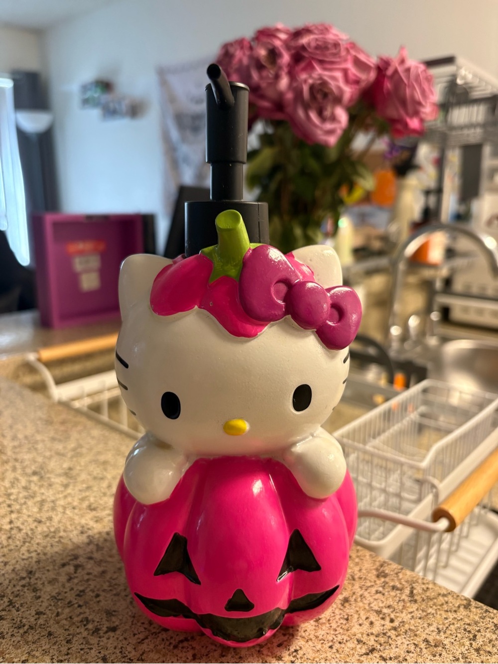 Sanrio Hello Kitty Pink Pumpkin with Green Stem